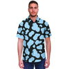 Blue And Black Cow Print Men's Short Sleeve Shirt-grizzshop