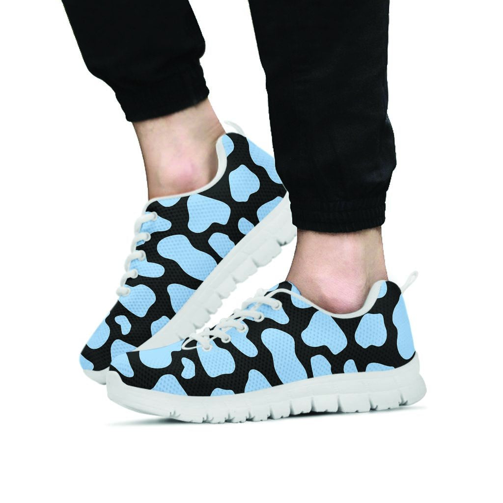 Blue And Black Cow Print Men's Sneakers-grizzshop