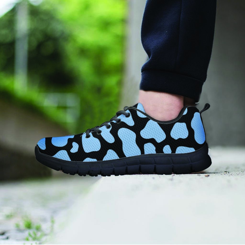 Blue And Black Cow Print Men's Sneakers-grizzshop