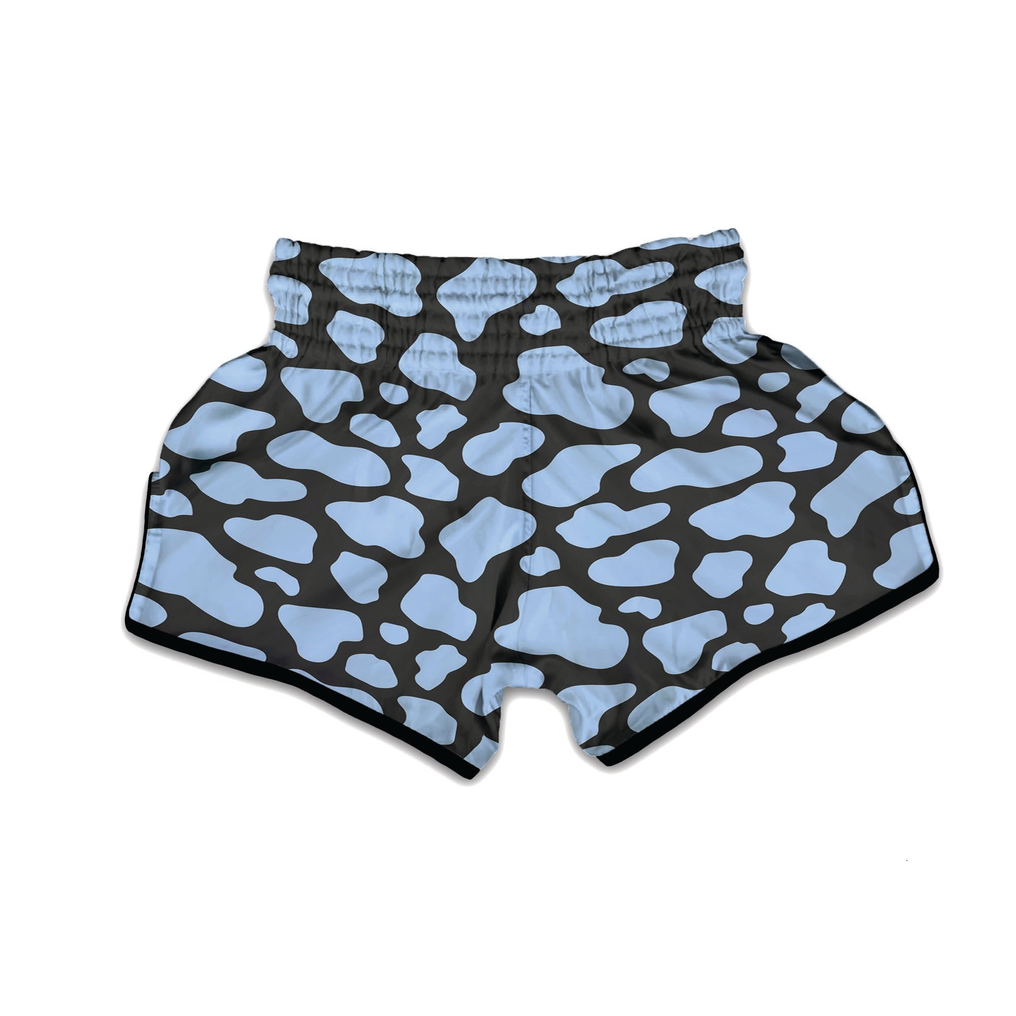 Blue And Black Cow Print Muay Thai Boxing Shorts-grizzshop