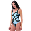 Blue And Black Cow Print One Piece Swimsuite-grizzshop