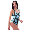 Blue And Black Cow Print One Piece Swimsuite-grizzshop