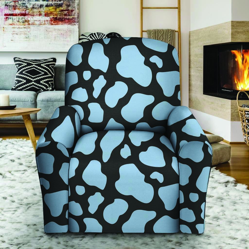 Blue And Black Cow Print Recliner Cover-grizzshop