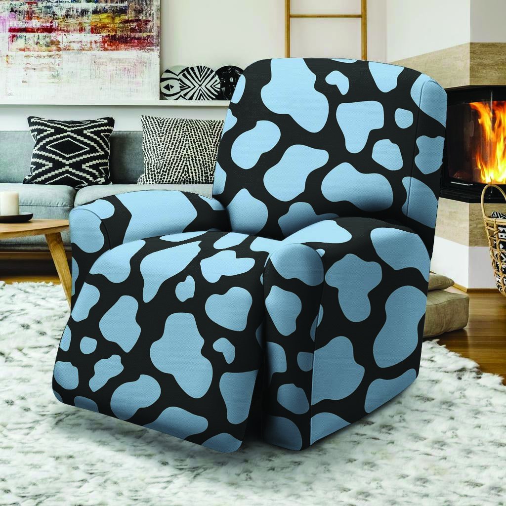 Blue And Black Cow Print Recliner Cover-grizzshop