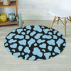Blue And Black Cow Print Round Rug-grizzshop