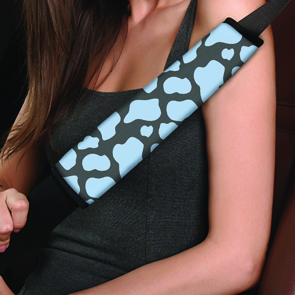 Blue And Black Cow Print Seat Belt Cover-grizzshop