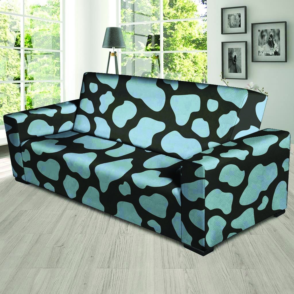 Blue And Black Cow Print Sofa Cover-grizzshop