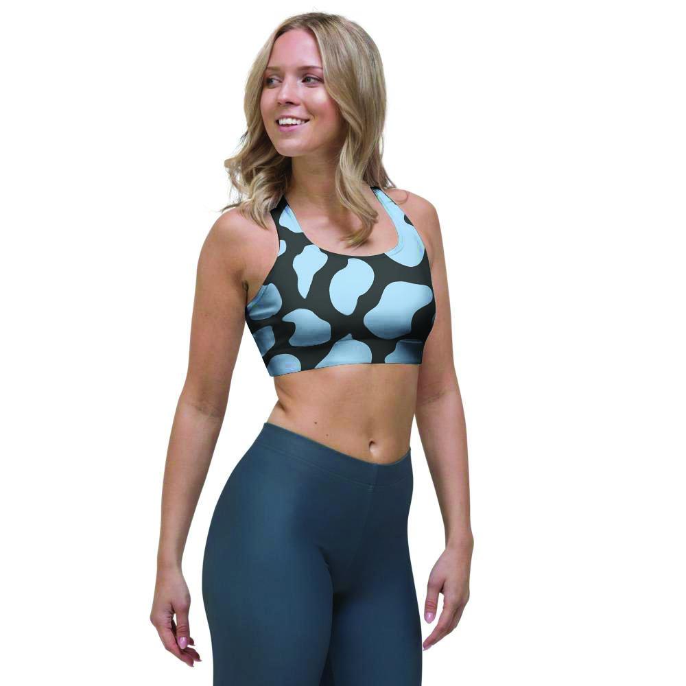 Blue And Black Cow Print Sports Bra – Grizzshopping