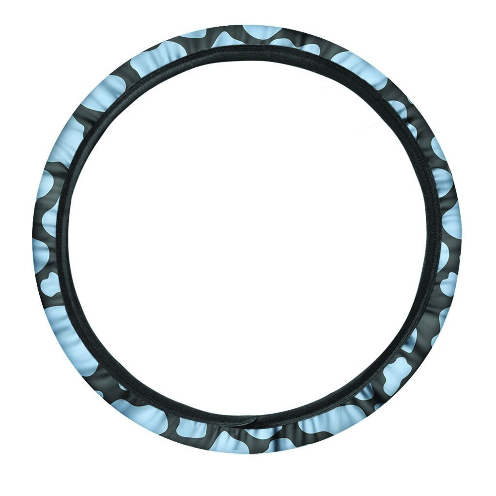 Blue And Black Cow Print Steering Wheel Cover-grizzshop