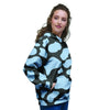 Blue And Black Cow Print Women's Hoodie-grizzshop