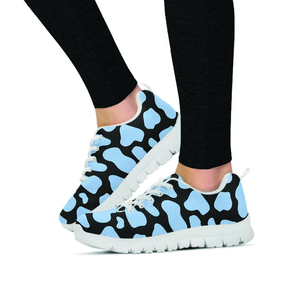 Blue And Black Cow Print Women's Sneakers-grizzshop