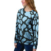 Blue And Black Cow Print Women's Sweatshirt-grizzshop