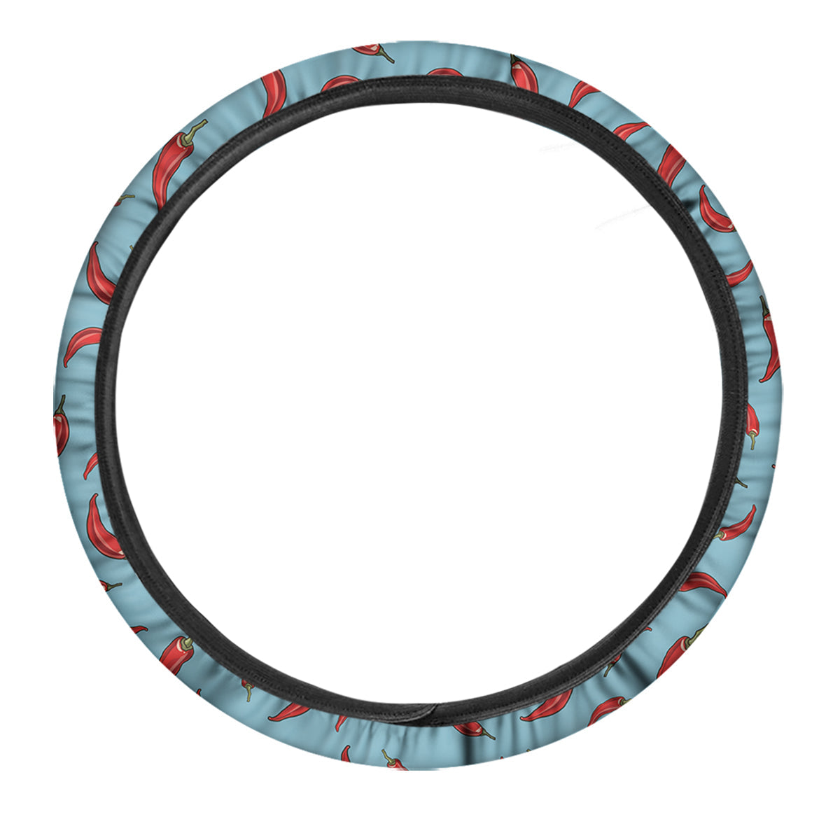 Blue And Chili Pepper Print Pattern Car Steering Wheel Cover-grizzshop