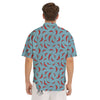 Blue And Chili Pepper Print Pattern Men's Short Sleeve Shirts-grizzshop