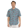 Blue And Chili Pepper Print Pattern Men's Short Sleeve Shirts-grizzshop