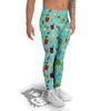 Blue And Cocktail Print Pattern Men's Leggings-grizzshop