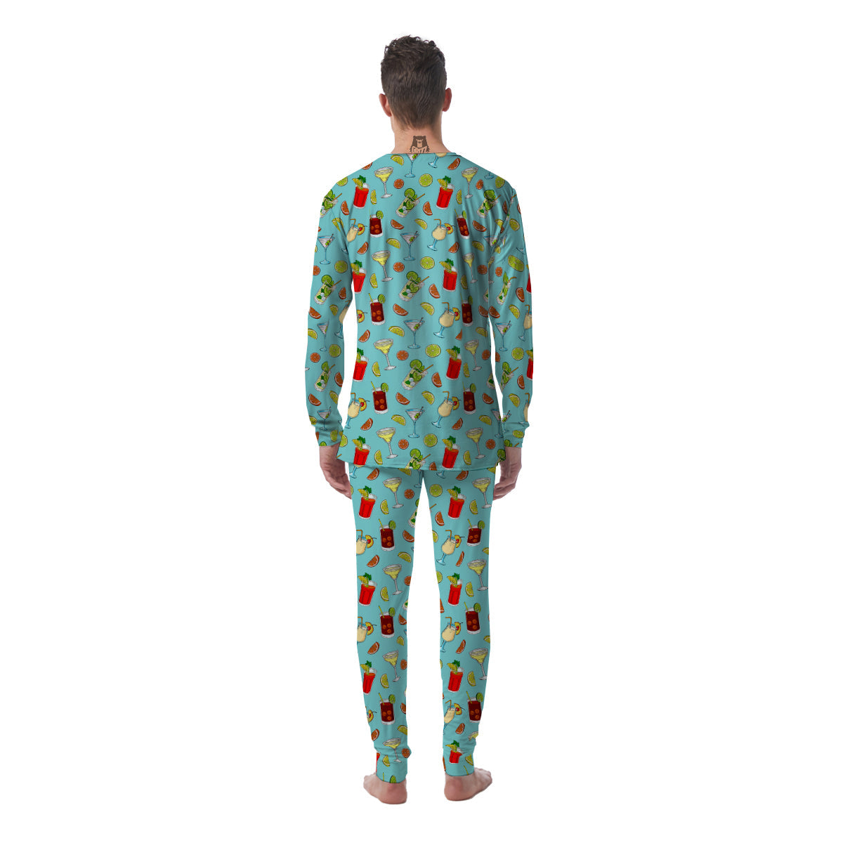 Blue And Cocktail Print Pattern Men's Pajamas-grizzshop