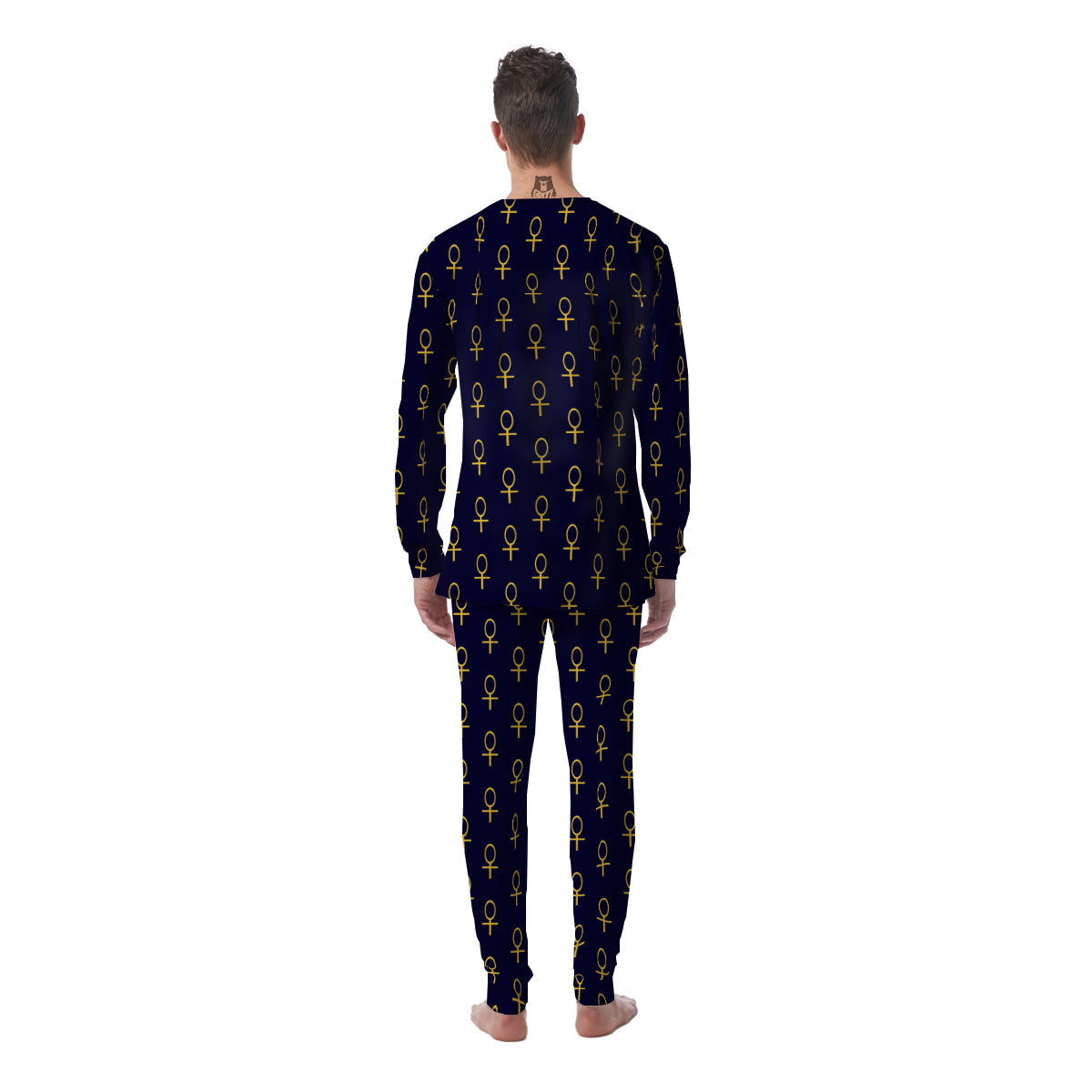 Blue And Gold Ankh Print Pattern Men's Pajamas-grizzshop