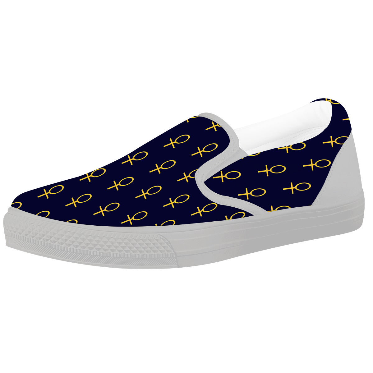 Blue And Gold Ankh Print Pattern White Slip On Shoes-grizzshop