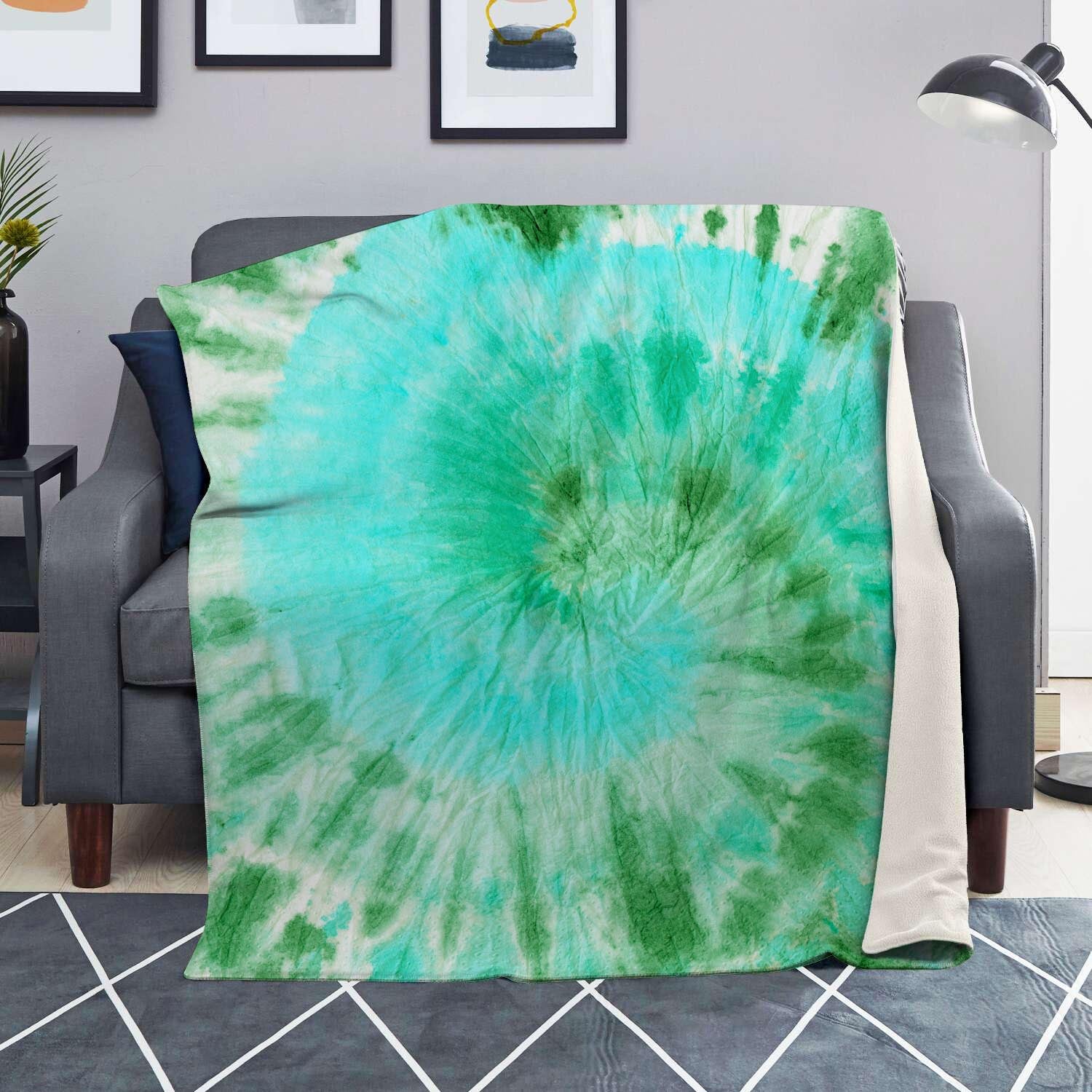 Blue And Green Tie Dye Blanket-grizzshop