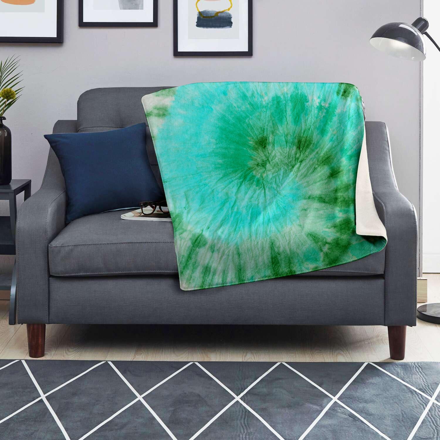 Blue And Green Tie Dye Blanket-grizzshop