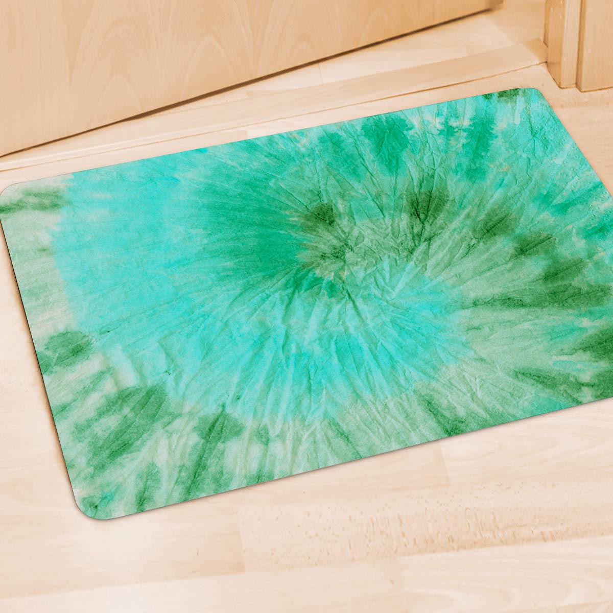 Blue And Green Tie Dye Door Mat-grizzshop