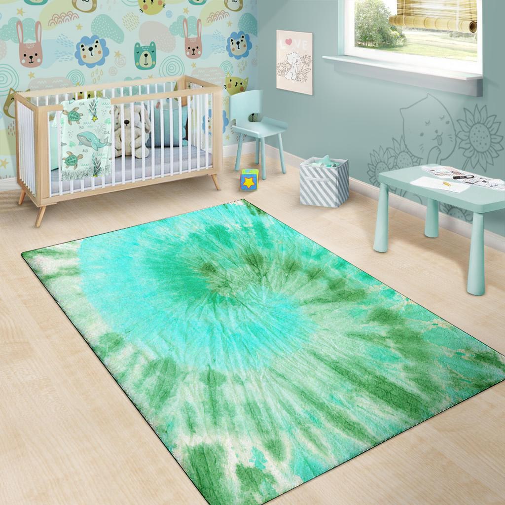 Blue And Green Tie Dye Floor Mat-grizzshop