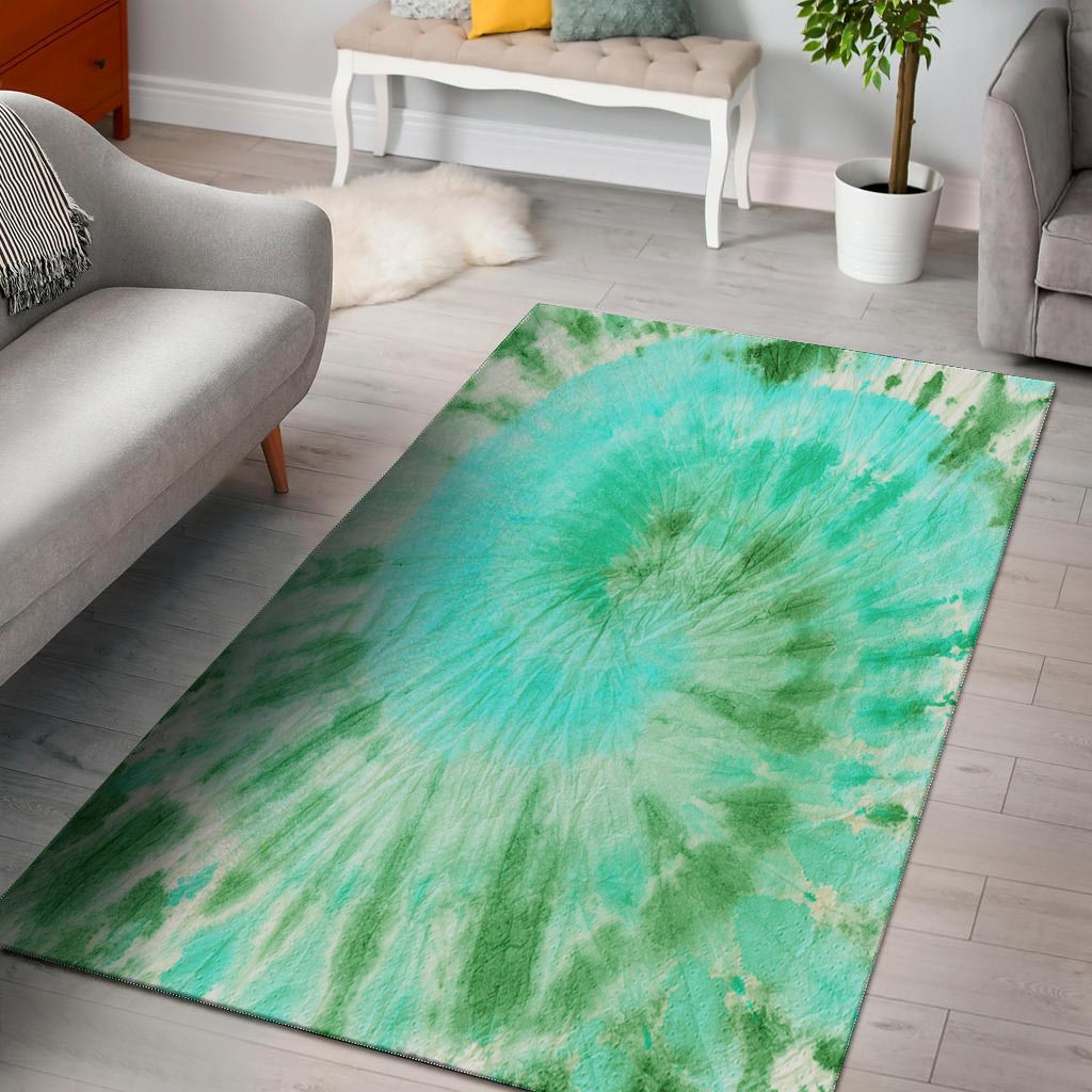 Blue And Green Tie Dye Floor Mat-grizzshop