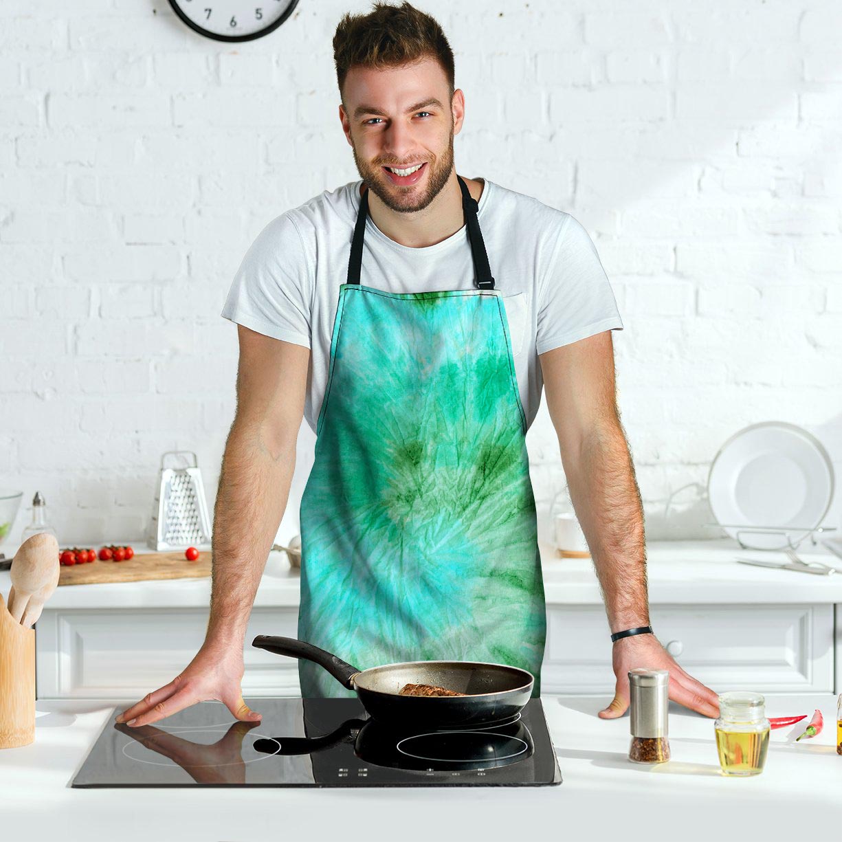 Blue And Green Tie Dye Men's Apron-grizzshop