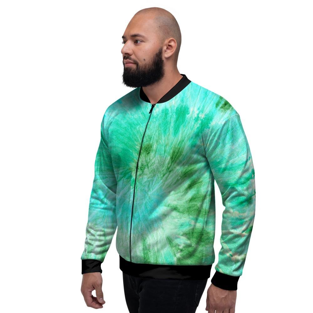 Blue And Green Tie Dye Men's Bomber Jacket-grizzshop