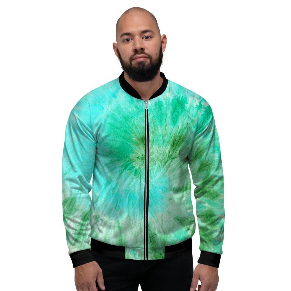 Blue And Green Tie Dye Men's Bomber Jacket-grizzshop