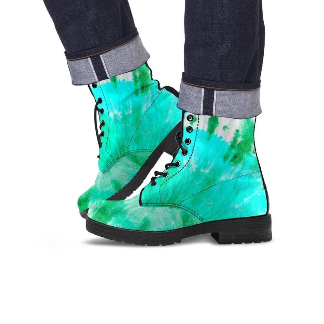 Blue And Green Tie Dye Men's Boots-grizzshop