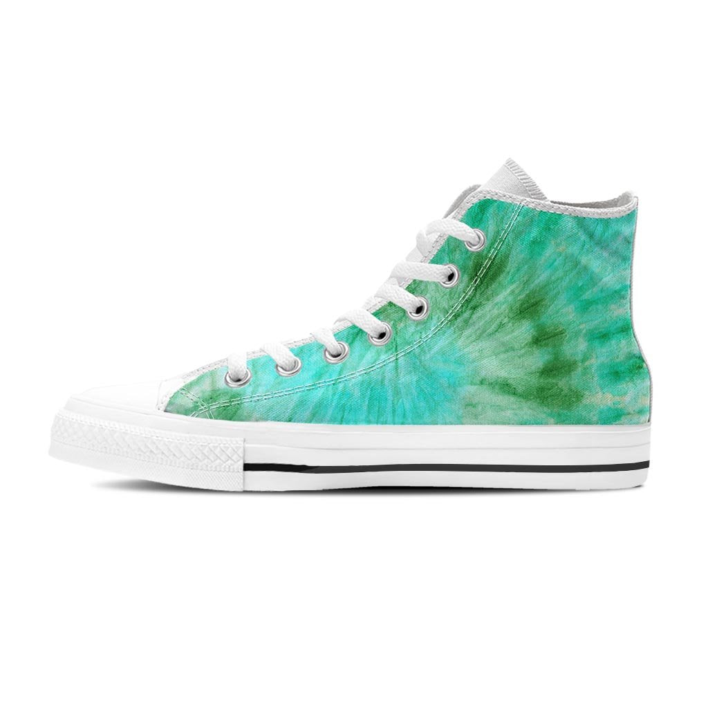 Blue And Green Tie Dye Men's High Top Shoes-grizzshop