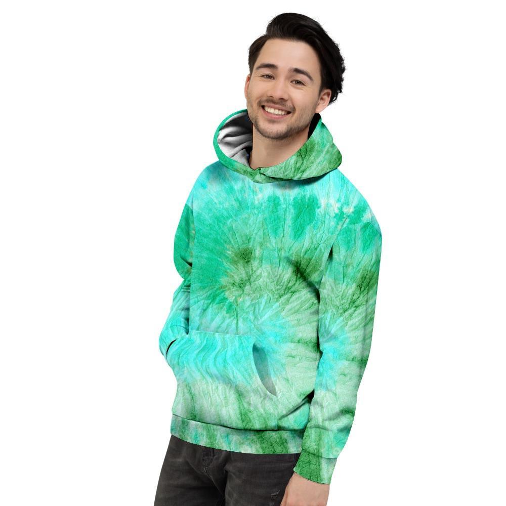 Blue And Green Tie Dye Men's Hoodie-grizzshop