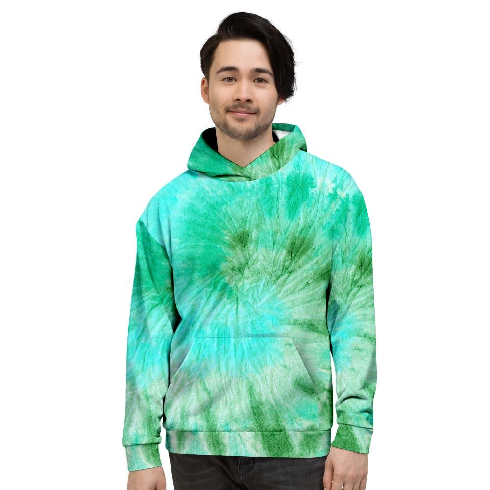 Blue And Green Tie Dye Men's Hoodie-grizzshop