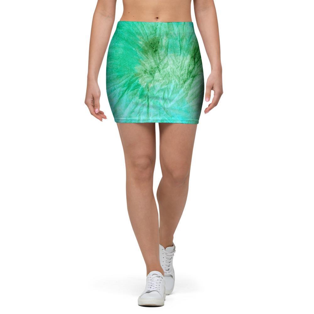 Blue And Green Tie Dye Mini Skirt-grizzshop