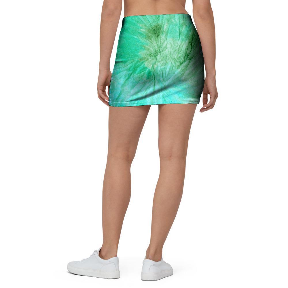 Blue And Green Tie Dye Mini Skirt-grizzshop