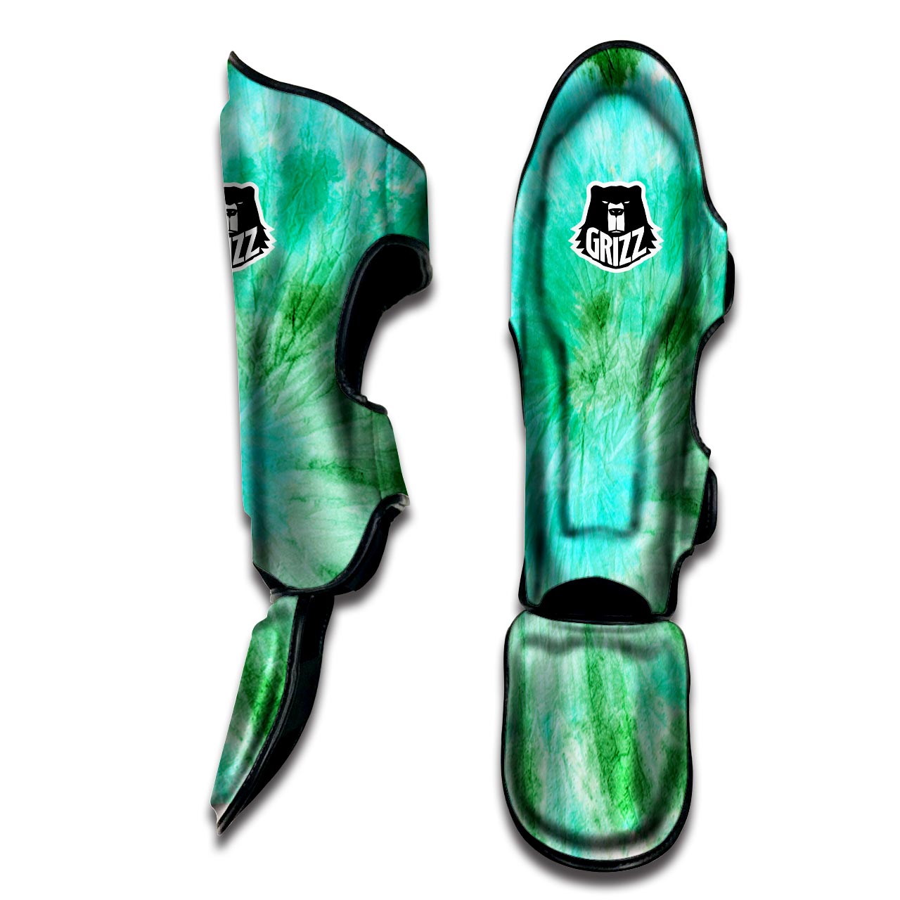 Blue And Green Tie Dye Muay Thai Shin Guard-grizzshop