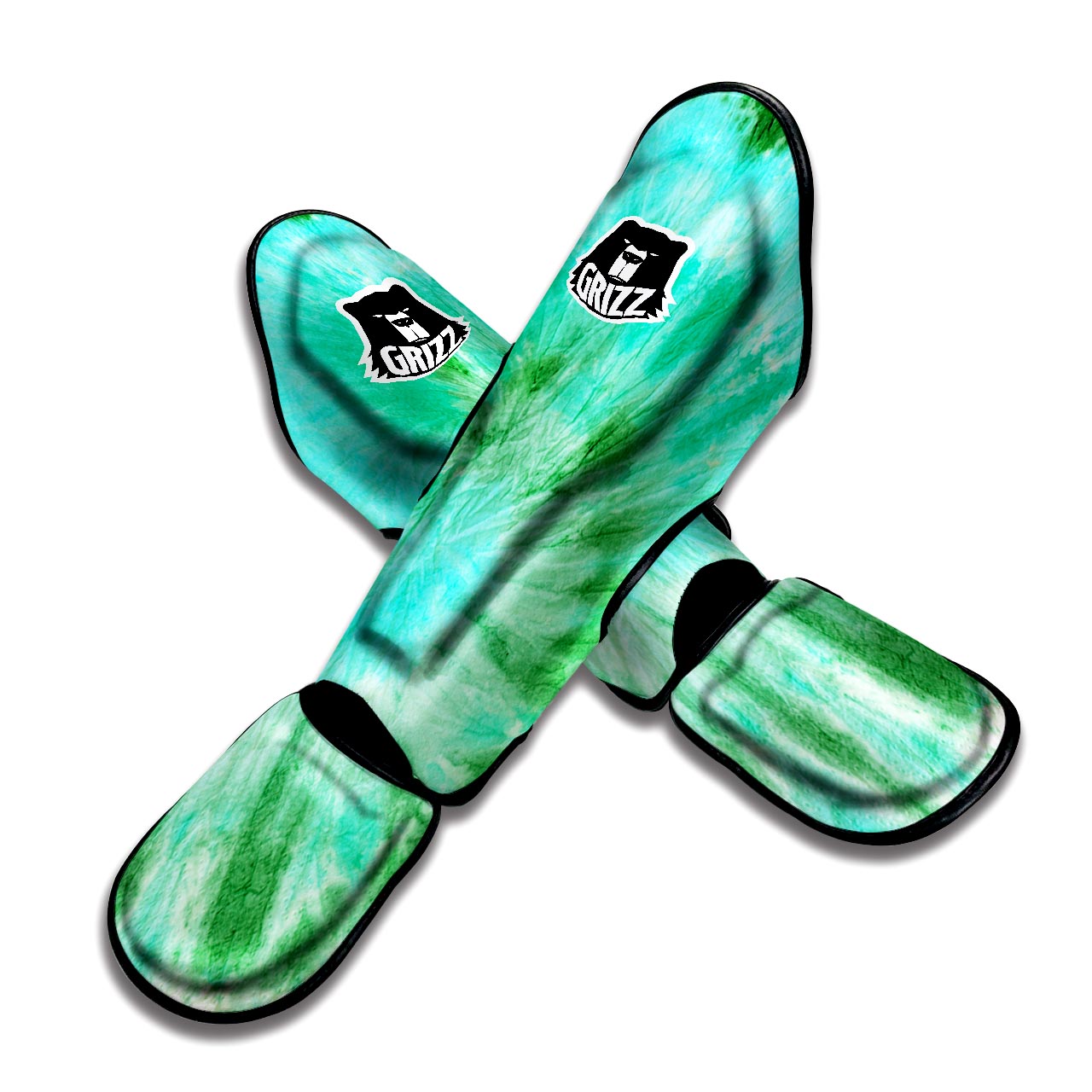 Blue And Green Tie Dye Muay Thai Shin Guard-grizzshop