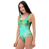 Blue And Green Tie Dye One Piece Swimsuite-grizzshop