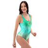 Blue And Green Tie Dye One Piece Swimsuite-grizzshop