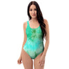 Blue And Green Tie Dye One Piece Swimsuite-grizzshop