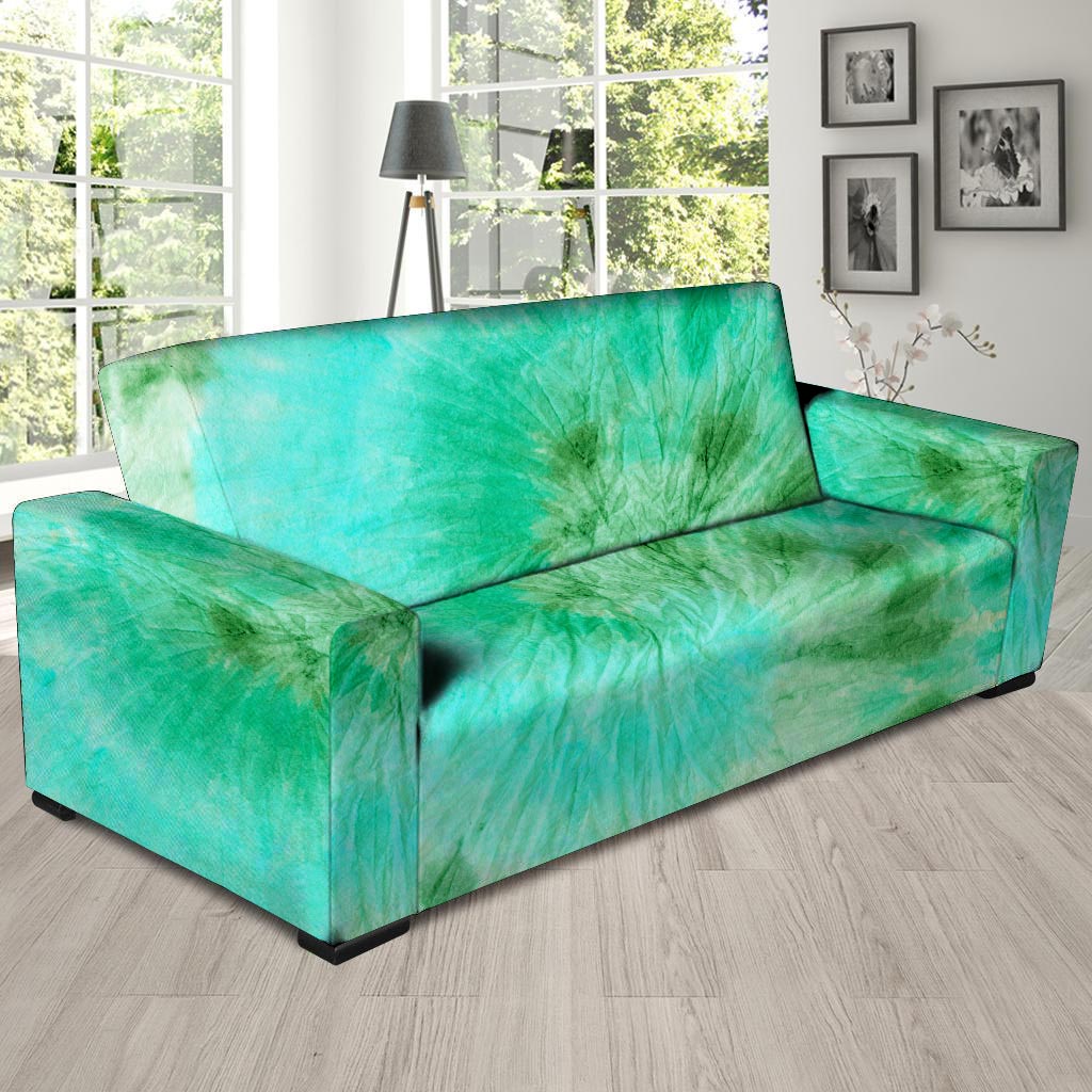 Blue And Green Tie Dye Sofa Cover-grizzshop