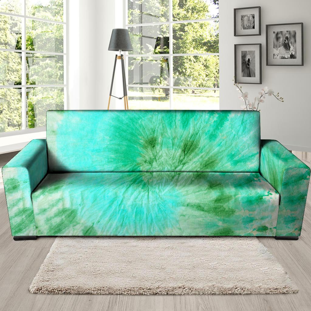 Blue And Green Tie Dye Sofa Cover-grizzshop