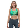 Blue And Green Tie Dye Sports Bra-grizzshop