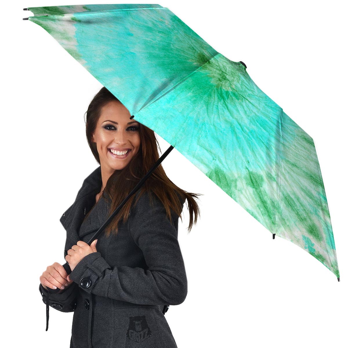 Blue And Green Tie Dye Umbrella-grizzshop