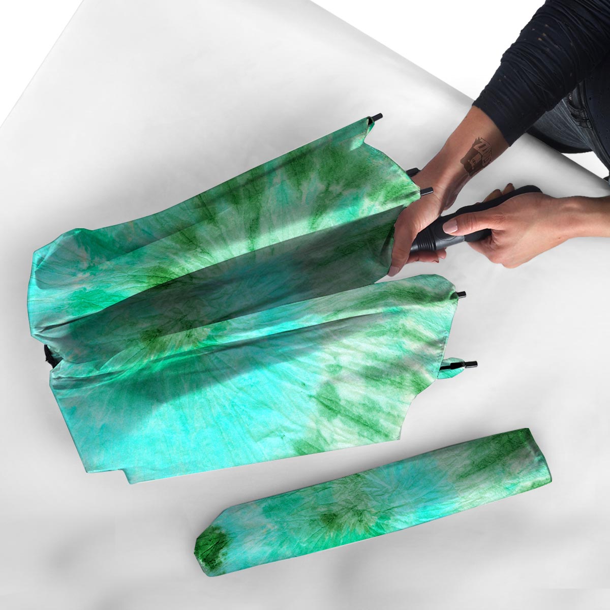 Blue And Green Tie Dye Umbrella-grizzshop