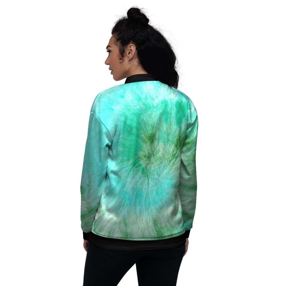 Blue And Green Tie Dye Women's Bomber Jacket-grizzshop