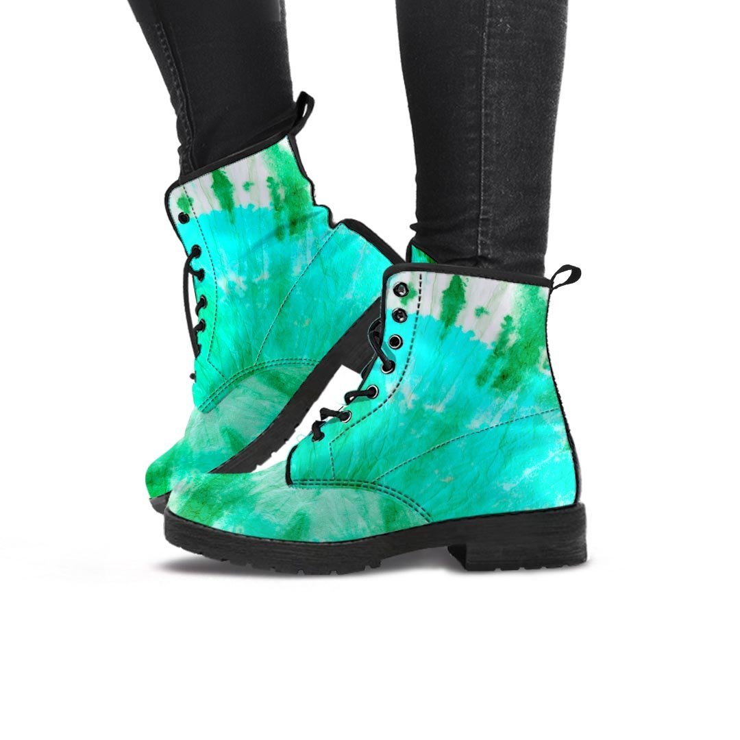 Blue And Green Tie Dye Women's Boots-grizzshop