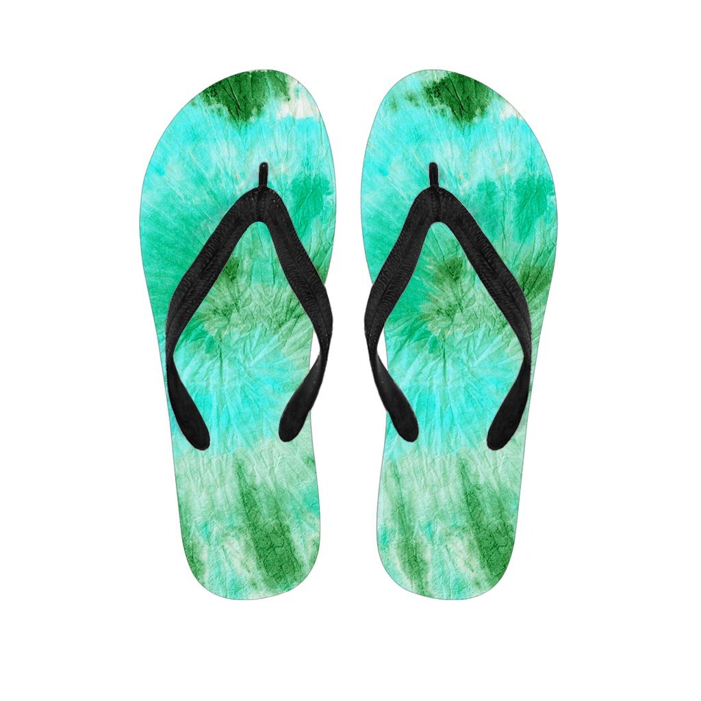 Blue And Green Tie Dye Women's Flip Flops-grizzshop